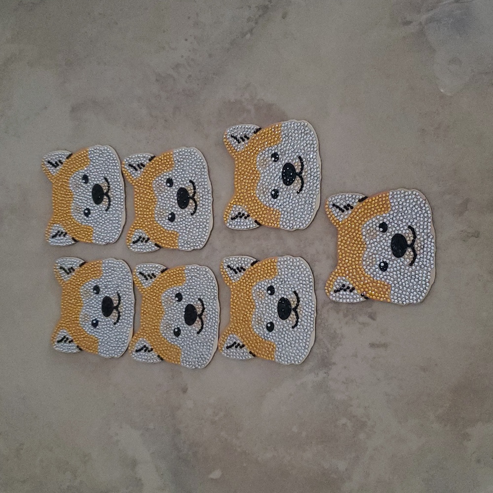 Neiman Marcus Corgie Coaster Set Of 7 With Holder Nwot